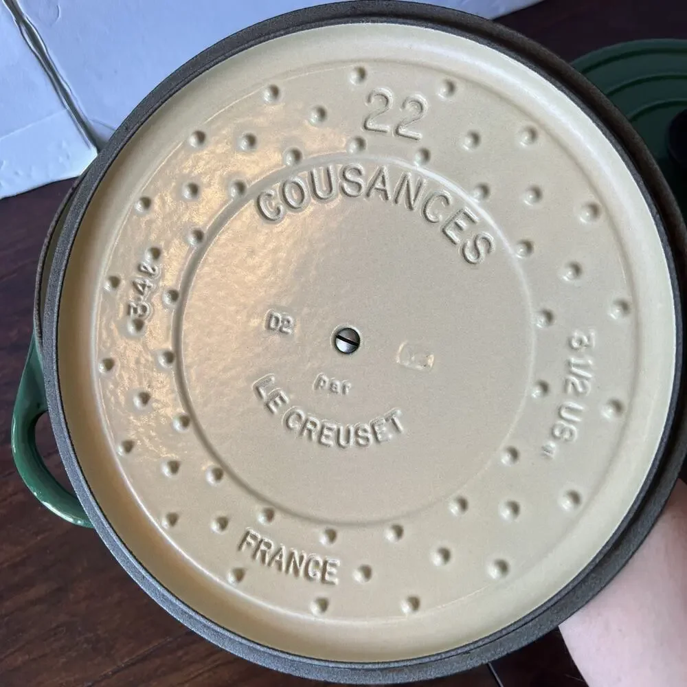 VTG Cousances Le Creuset Green Cast Iron 22 & 18 Set Dutch Oven 3.5 & 1.75 Qt